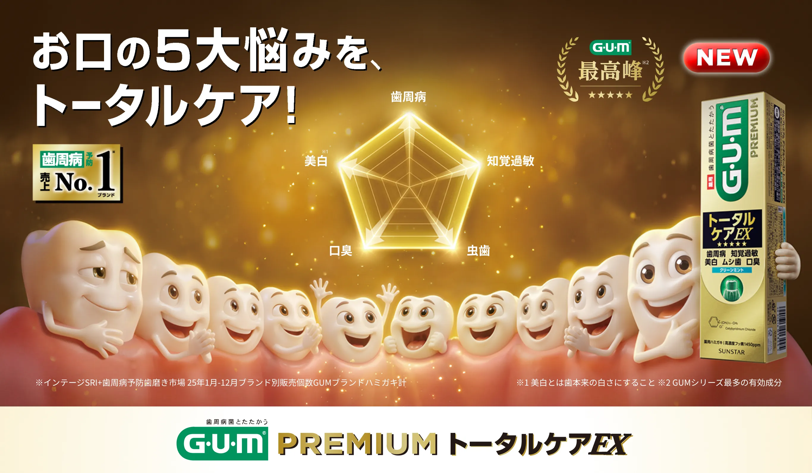 ガム・プレミアム トータルケアEX お口の5大悩みを、トータルケア!